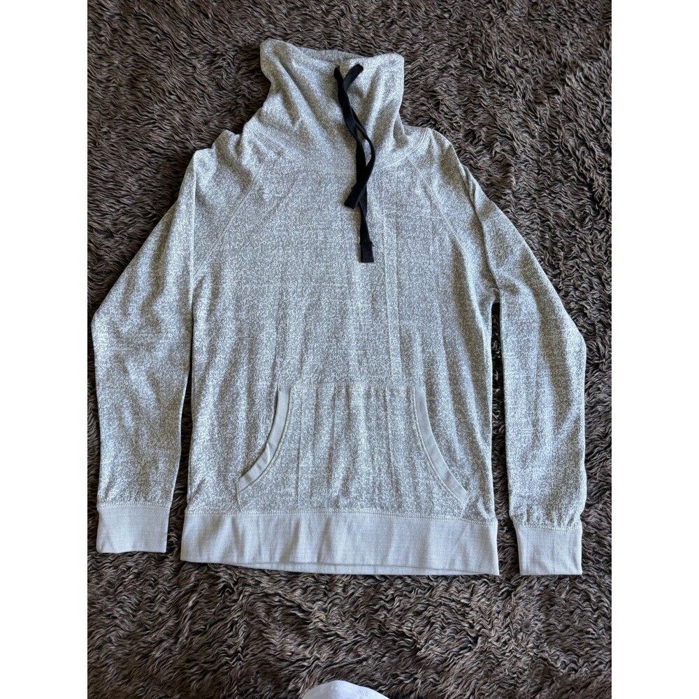 Express Pullover Sweatshirt Gray Geometric Cowl Neck Drawstring Pocket M Men